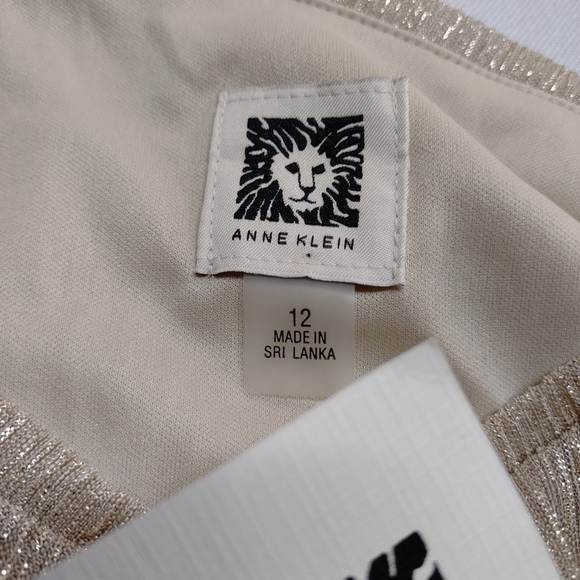 Anne Klein Women's Tan/Gold Metallic Longsleeve Dress Size 12 NWT - Picture 13 of 16